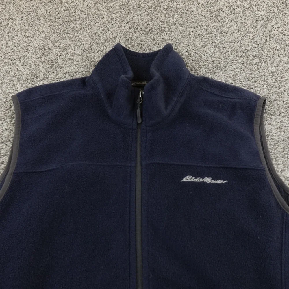 Eddie Bauer Vest Mens XL Blue Fleece Full Zip‎ Jacket Outdoor Hiking Warm Trail